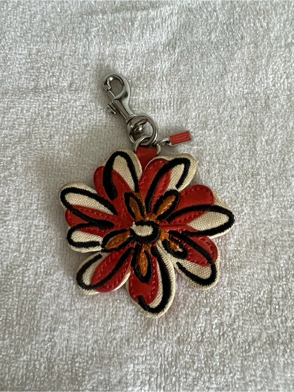 Coach Poppy Floral Embroidered Keychain Charm